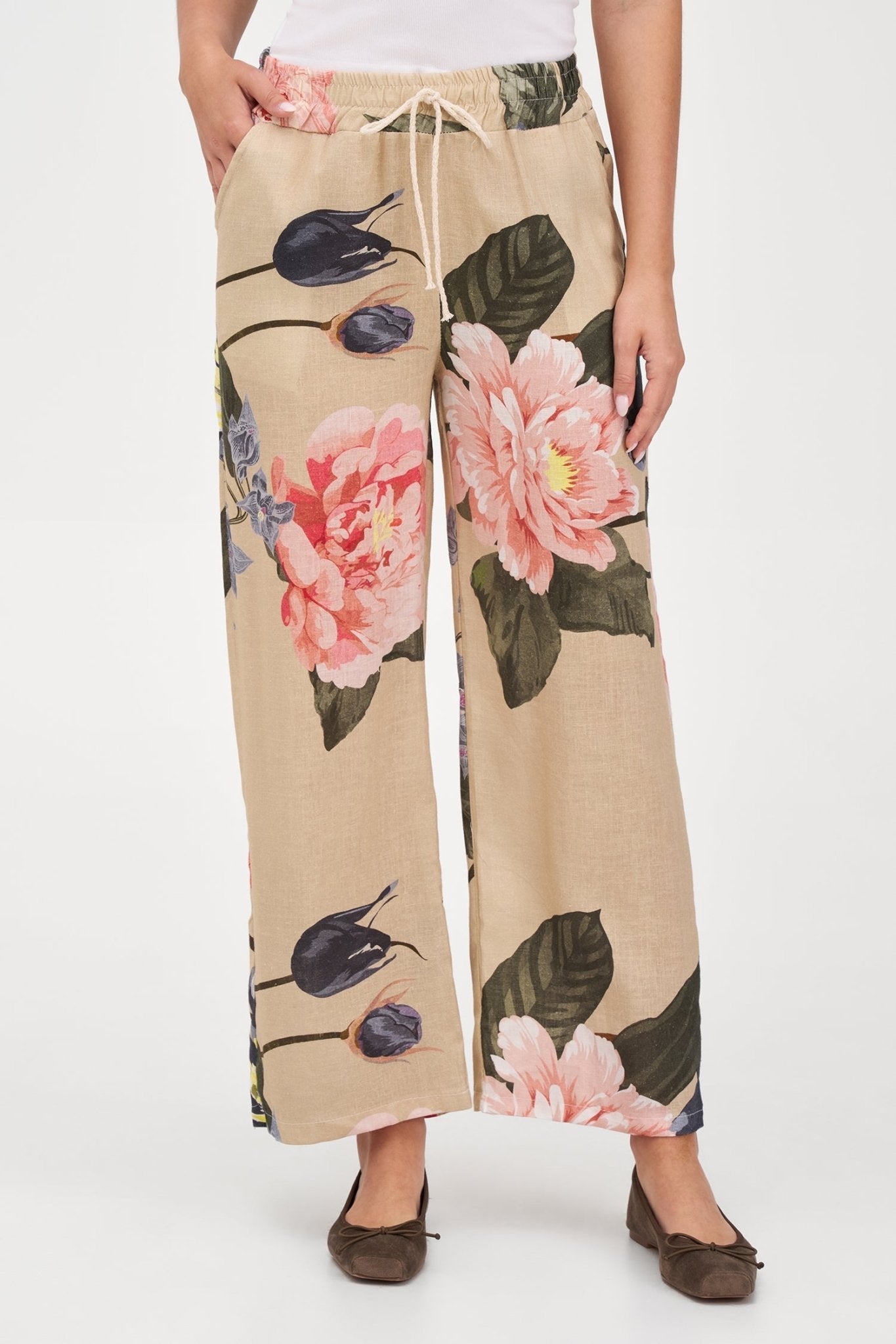 Woven Floral Pants - Oat Blossom - Blue Sky Fashions & Lingerie