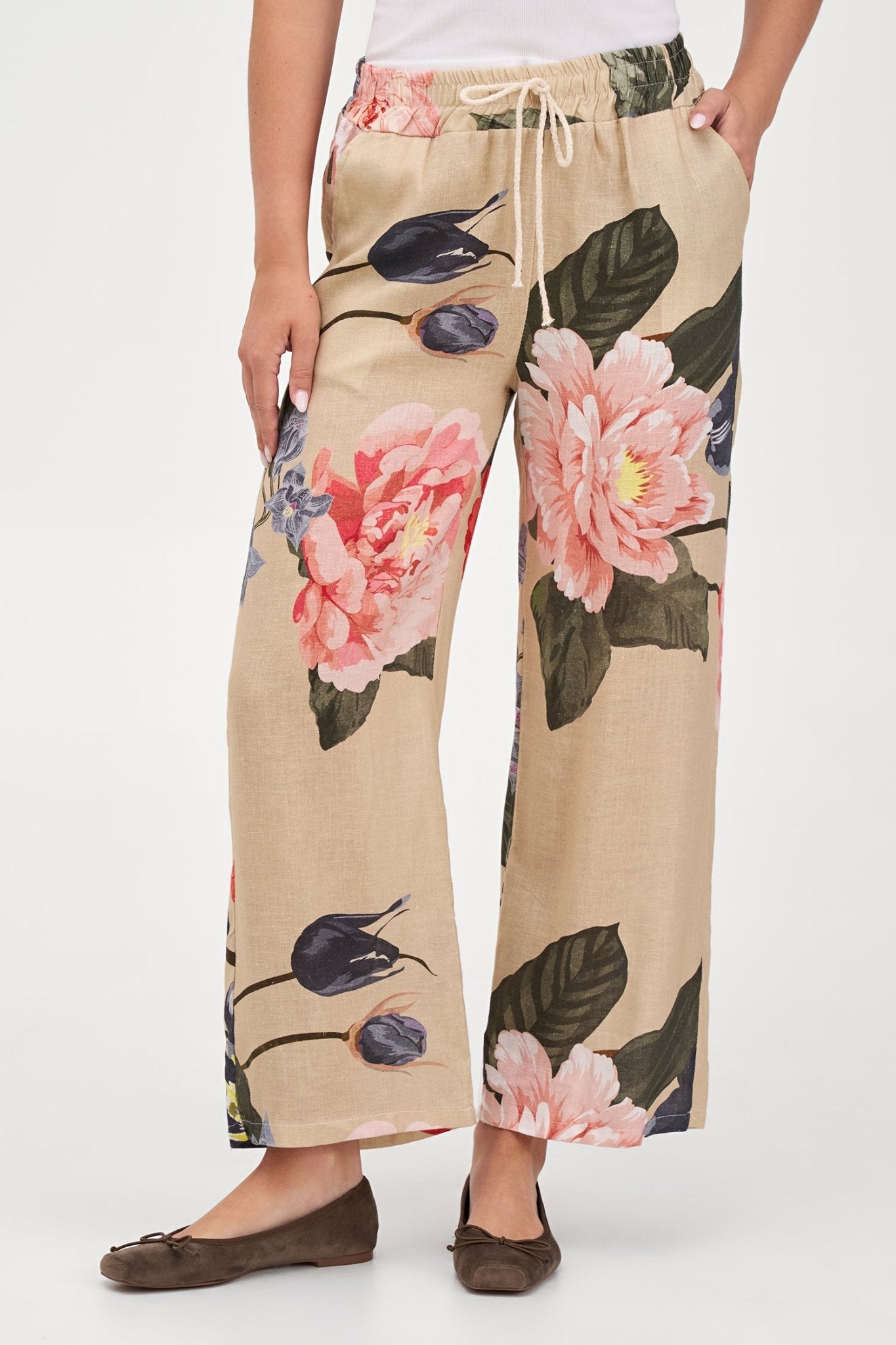 Woven Floral Pants - Oat Blossom - Blue Sky Fashions & Lingerie