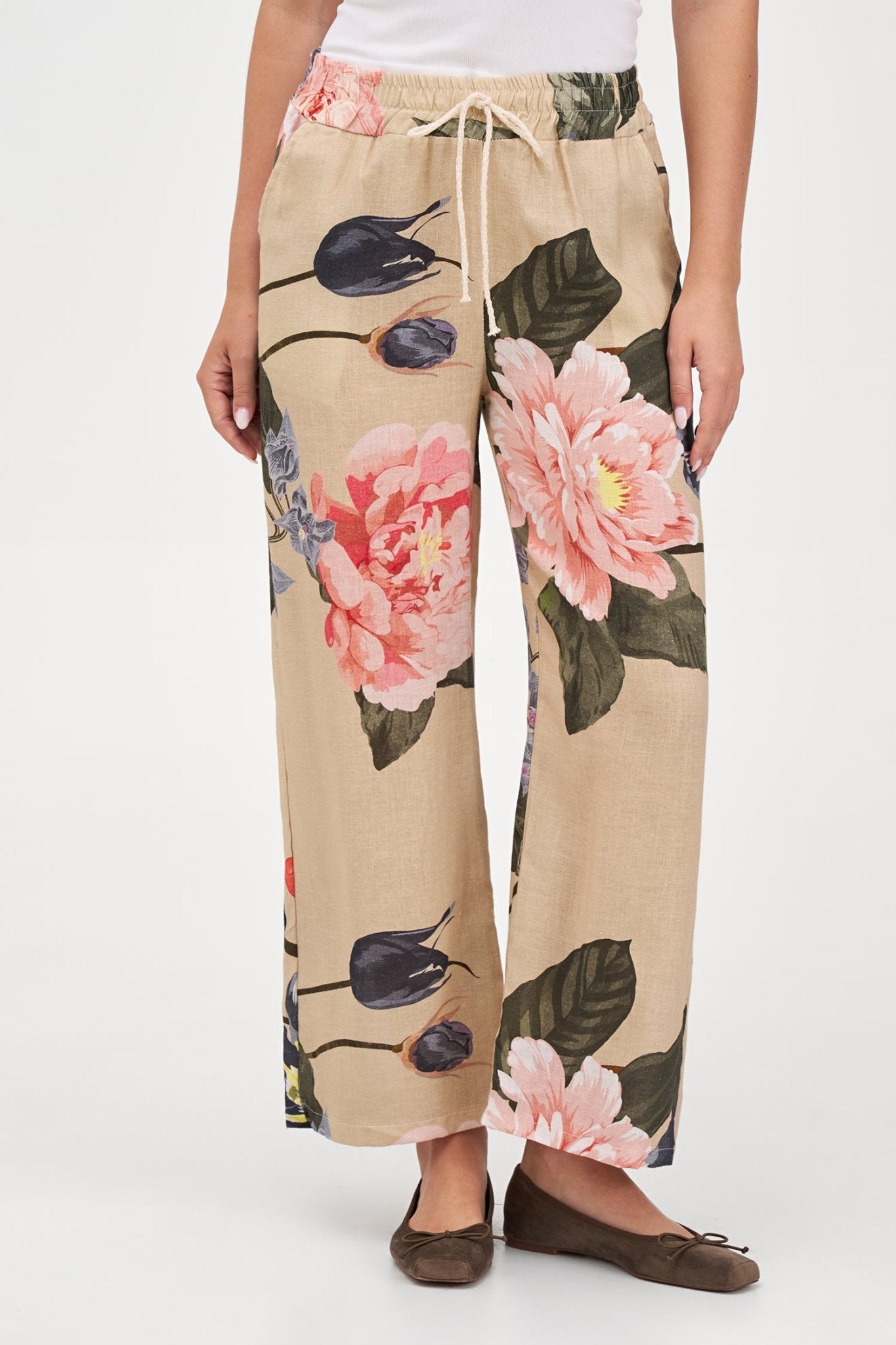 Woven Floral Pants - Oat Blossom - Blue Sky Fashions & Lingerie
