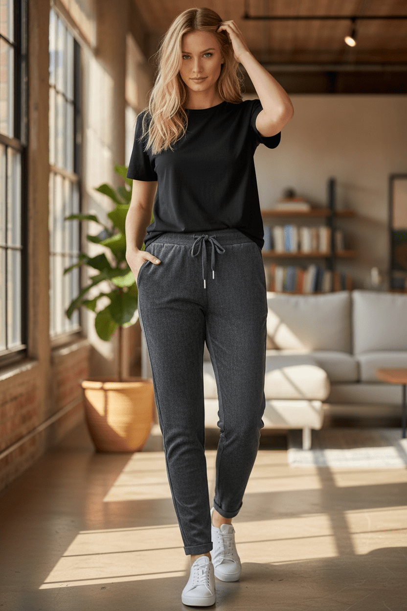 Woven Stretch Pants - charcoal - Blue Sky Fashions & Lingerie