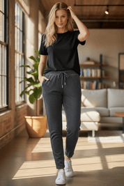 Woven Stretch Pants - charcoal - Blue Sky Fashions & Lingerie