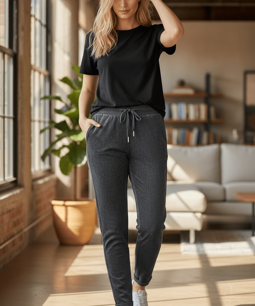 Woven Stretch Pants - charcoal - Blue Sky Fashions & Lingerie