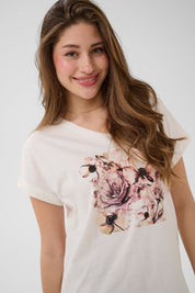 Ying T-Shirt by Cream - Beige Flower - Blue Sky Fashions & Lingerie