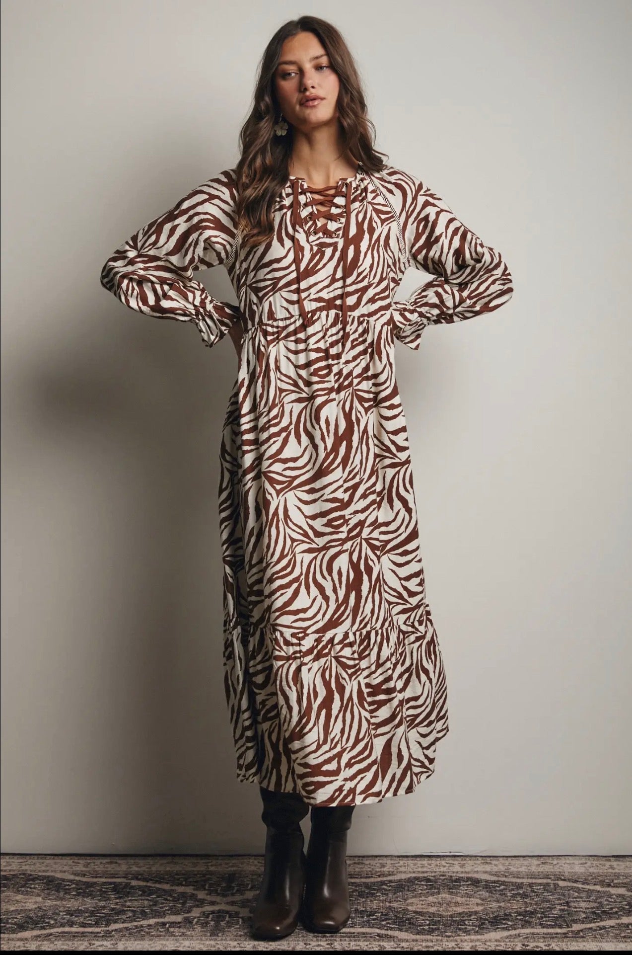 Zebra Print Tiered Maxi Dress - Blue Sky Fashions & Lingerie