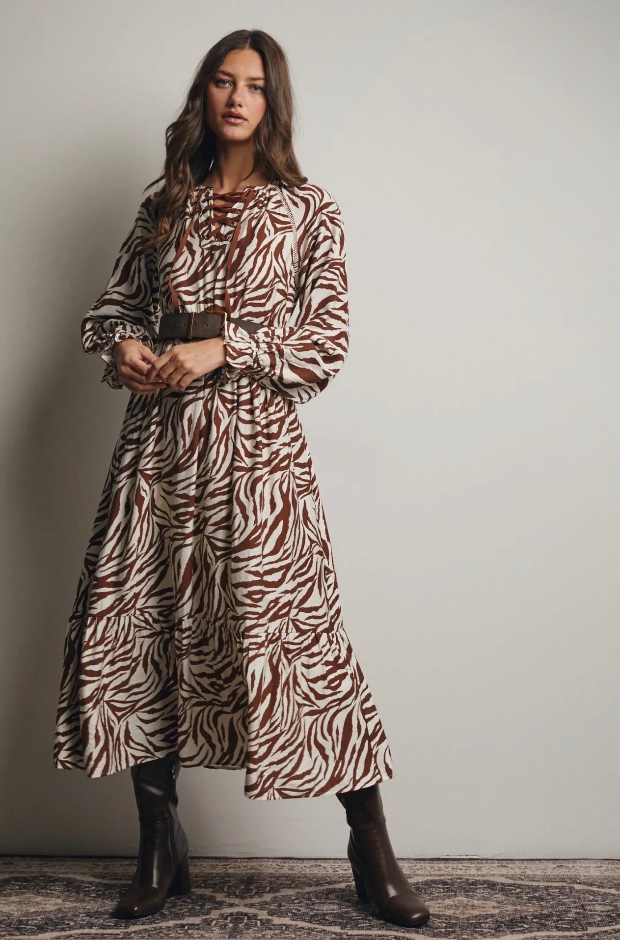 Zebra Print Tiered Maxi Dress - Blue Sky Fashions & Lingerie