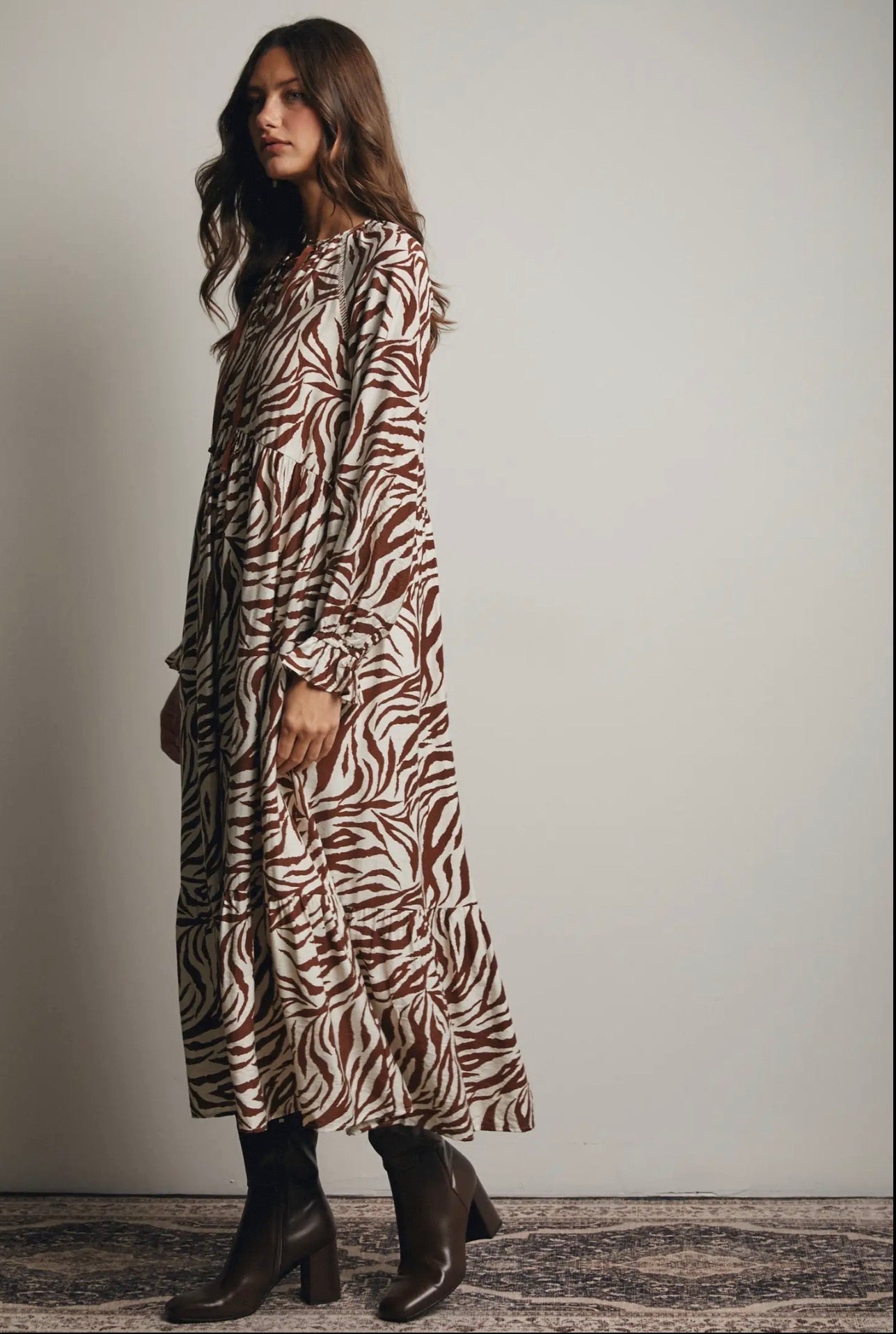 Zebra Print Tiered Maxi Dress - Blue Sky Fashions & Lingerie