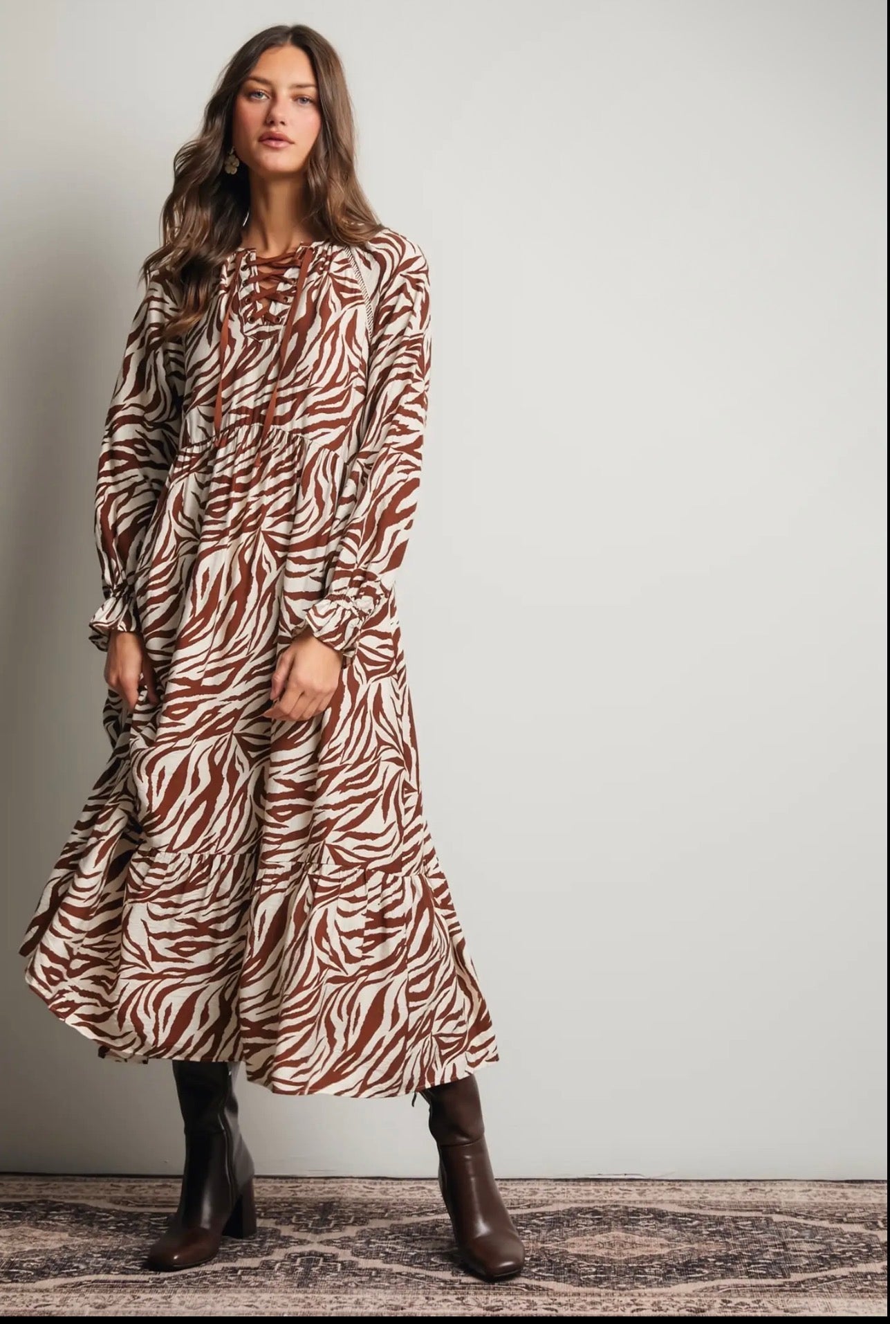Zebra Print Tiered Maxi Dress - Blue Sky Fashions & Lingerie