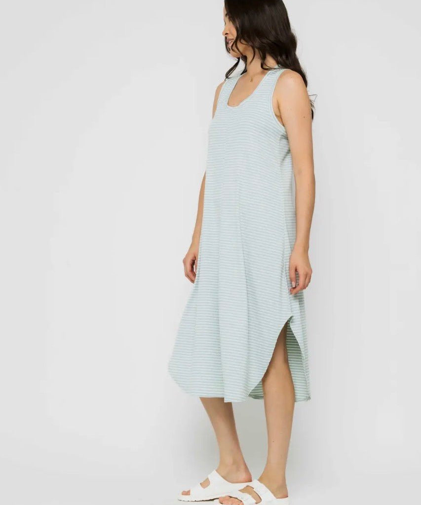 Zooey Tank Dress by Orb - aqua stripe - Blue Sky Fashions & Lingerie