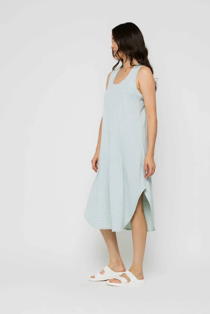 Zooey Tank Dress by Orb - aqua stripe - Blue Sky Fashions & Lingerie