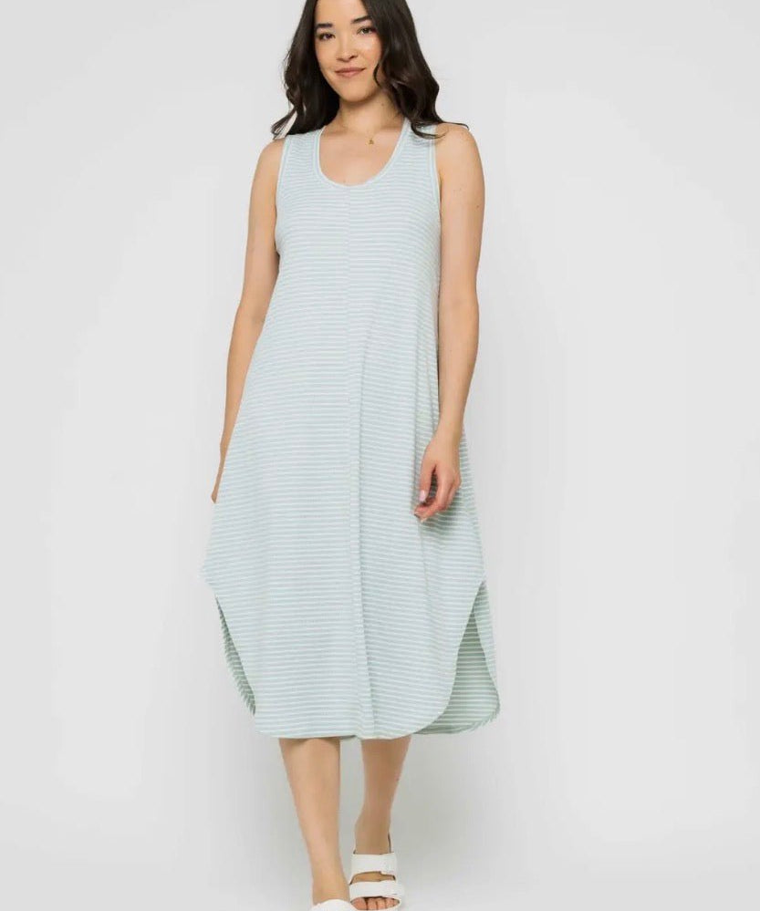 Zooey Tank Dress by Orb - aqua stripe - Blue Sky Fashions & Lingerie
