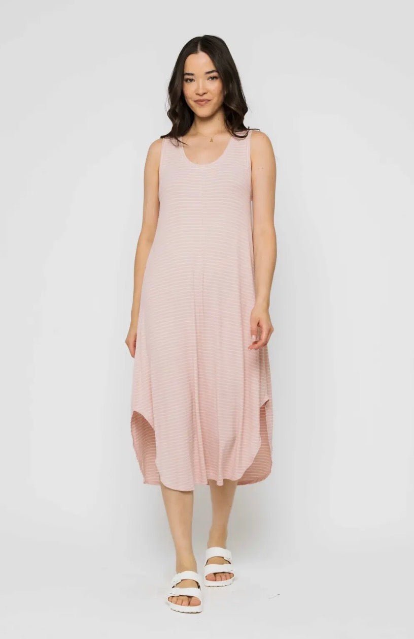 Zooey Tank Dress by Orb - blush stripe - Blue Sky Fashions & Lingerie