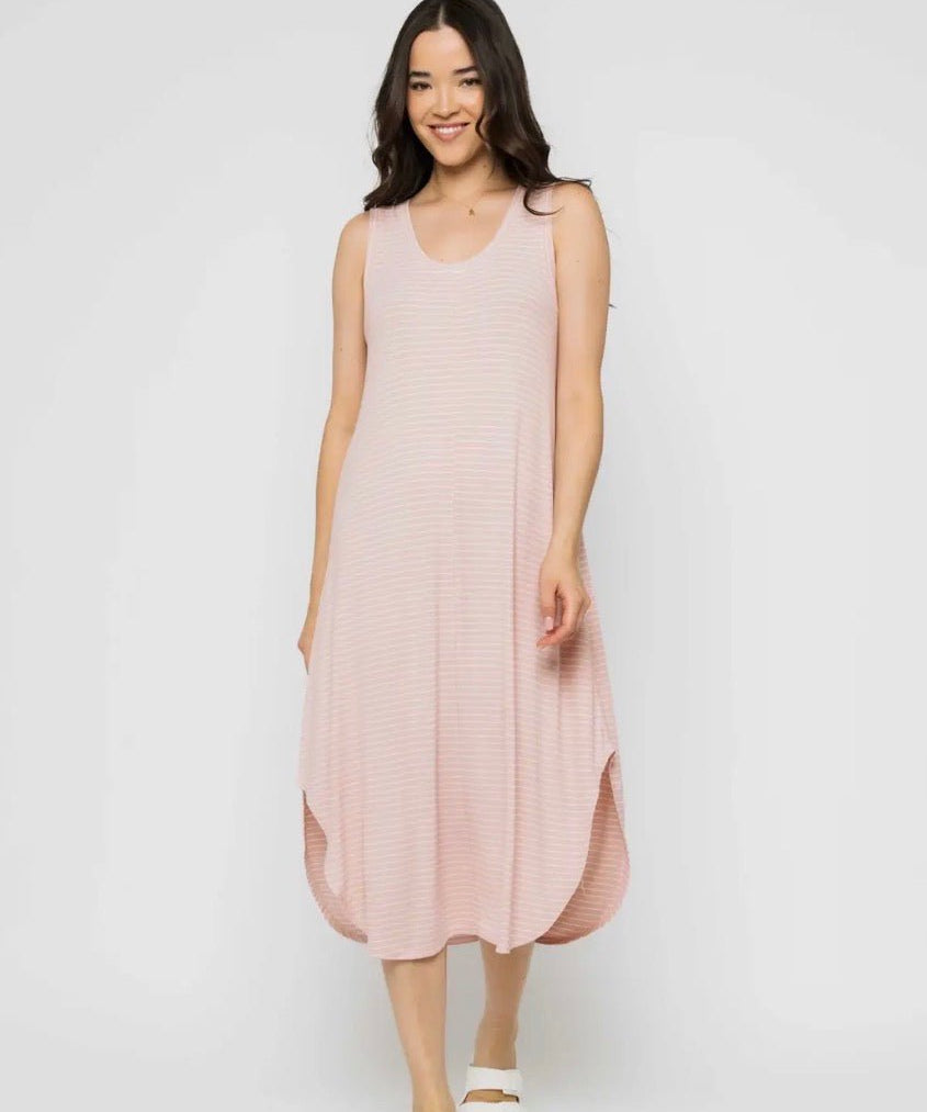 Zooey Tank Dress by Orb - blush stripe - Blue Sky Fashions & Lingerie
