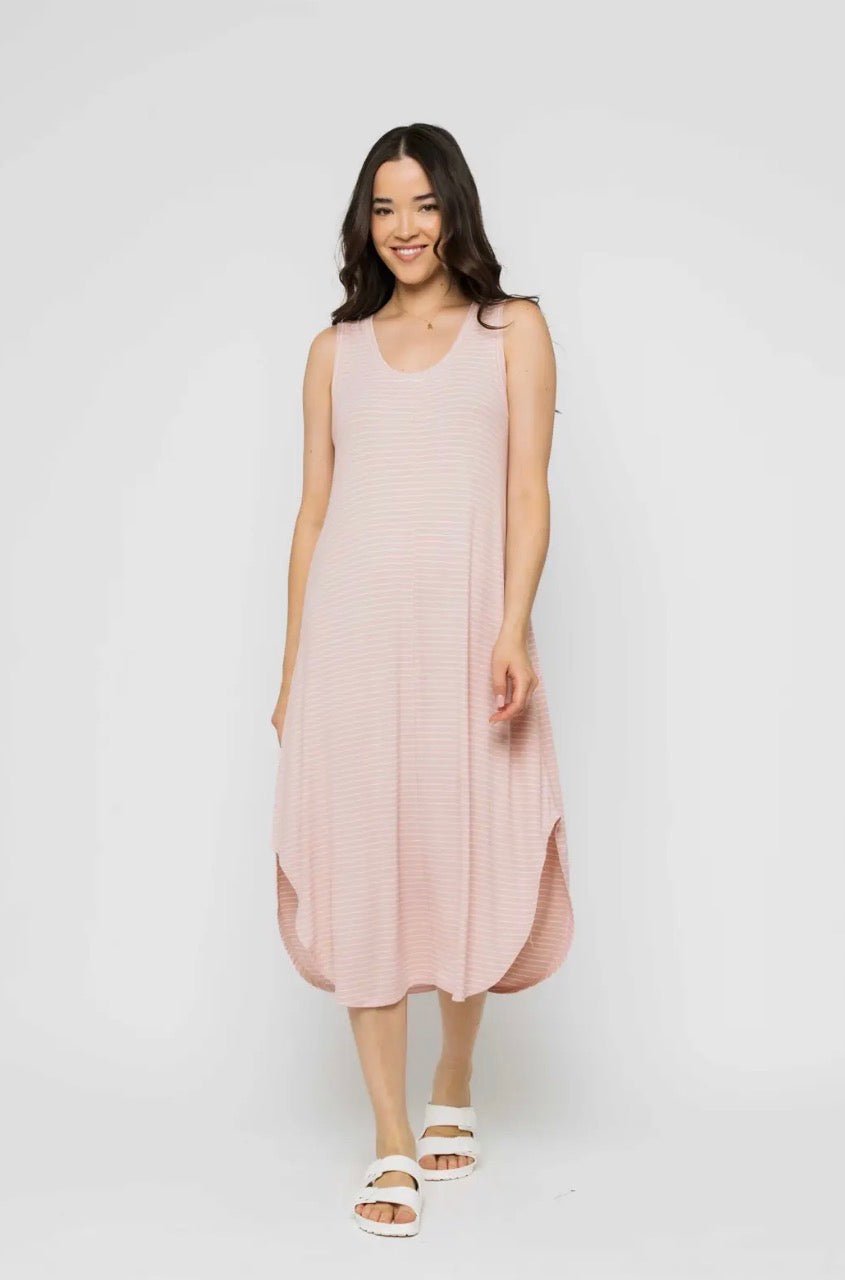 Zooey Tank Dress by Orb - blush stripe - Blue Sky Fashions & Lingerie