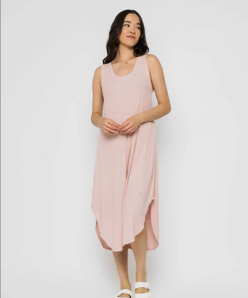 Zooey Tank Dress by Orb - blush stripe - Blue Sky Fashions & Lingerie