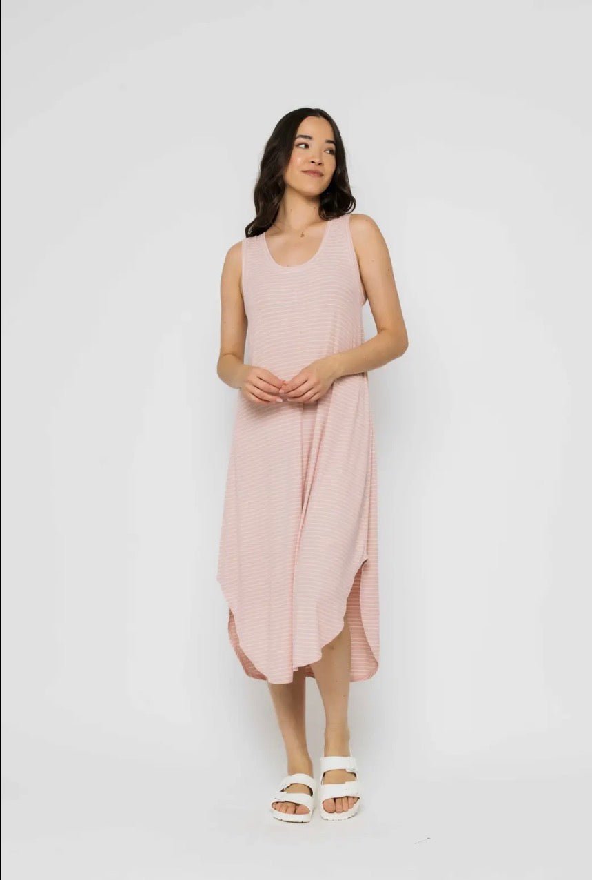 Zooey Tank Dress by Orb - blush stripe - Blue Sky Fashions & Lingerie