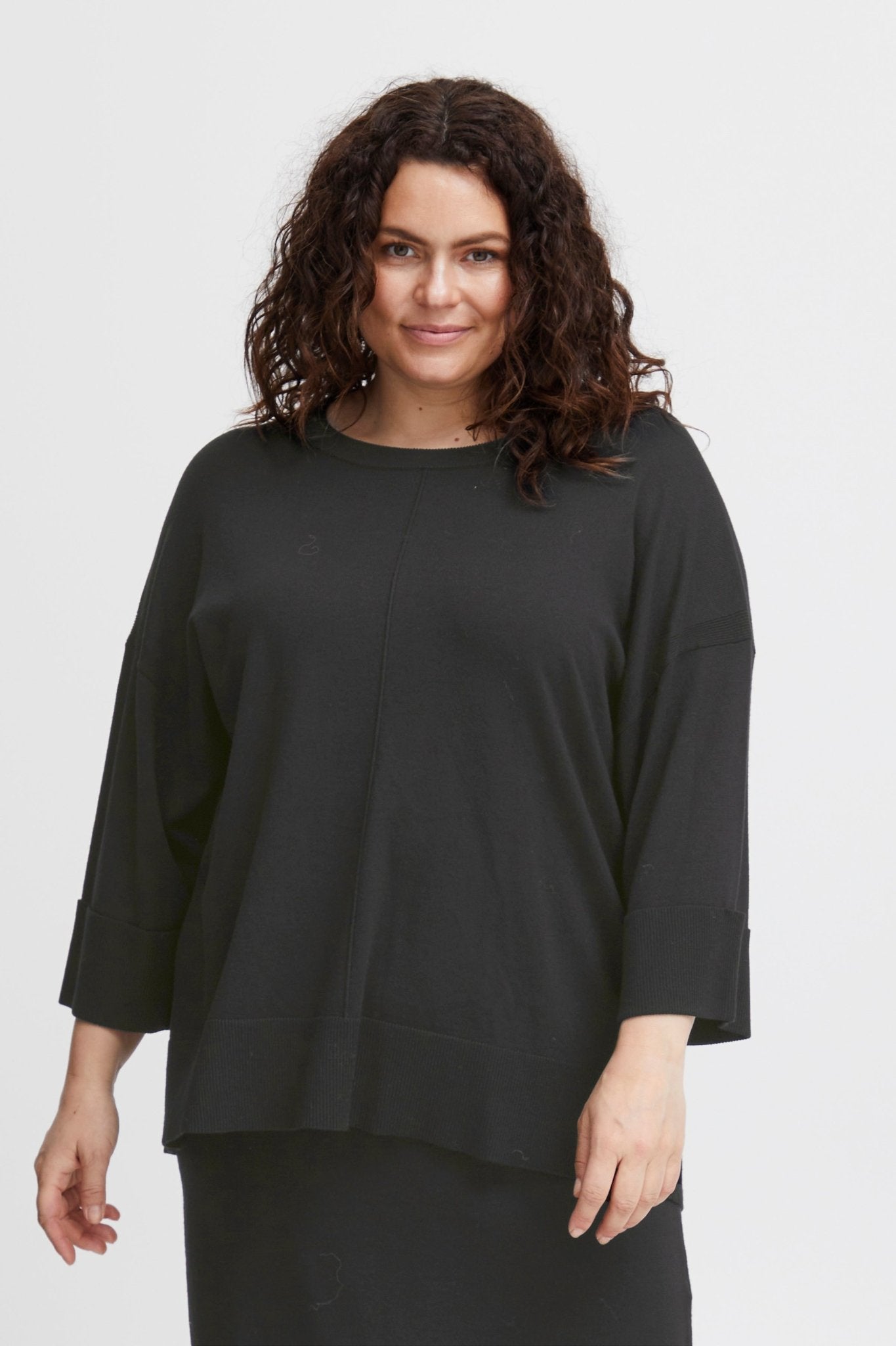 Alma knitted plus size pullover - black - Blue Sky Clothing & Lingerie