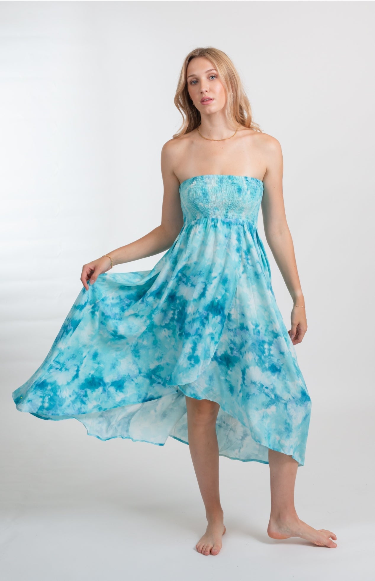 Aquarelle Convertible Bandeau Dress - Aquamarine print - Blue Sky Fashions & Lingerie