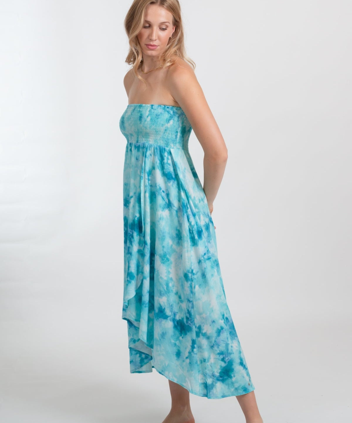 Aquarelle Convertible Bandeau Dress - Aquamarine print - Blue Sky Fashions & Lingerie