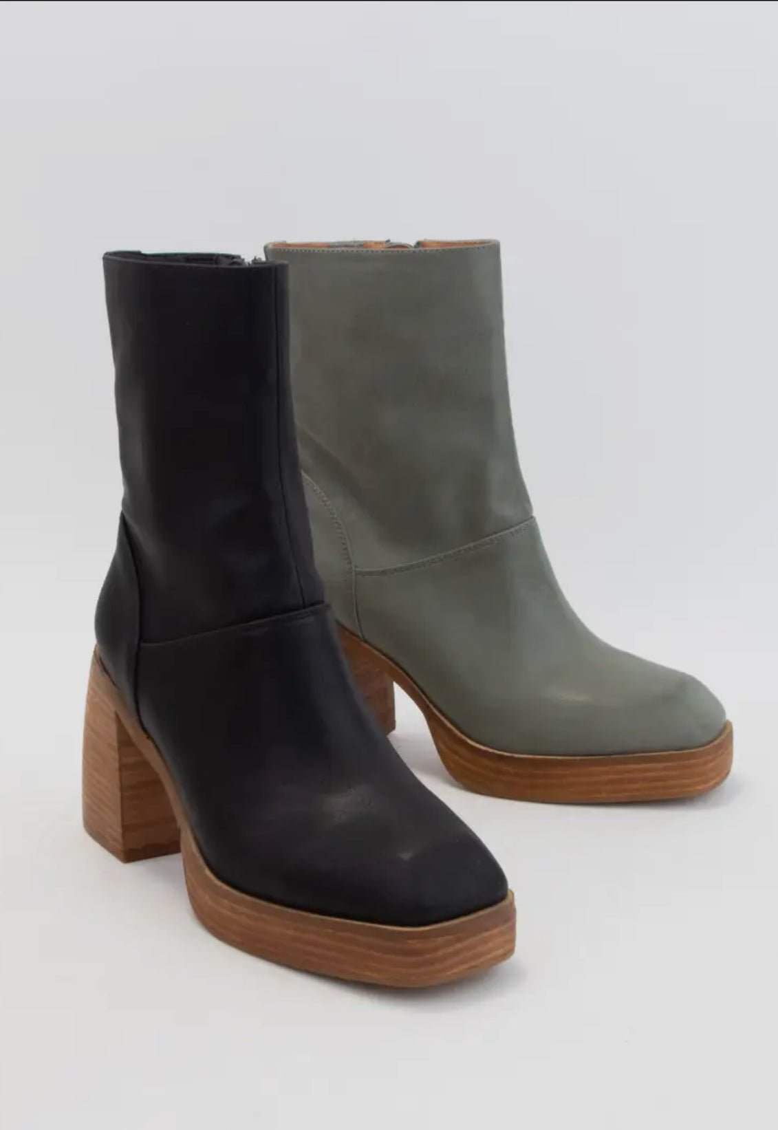 Chunky Angular toe platform boots - moss - Blue Sky Fashions & Lingerie