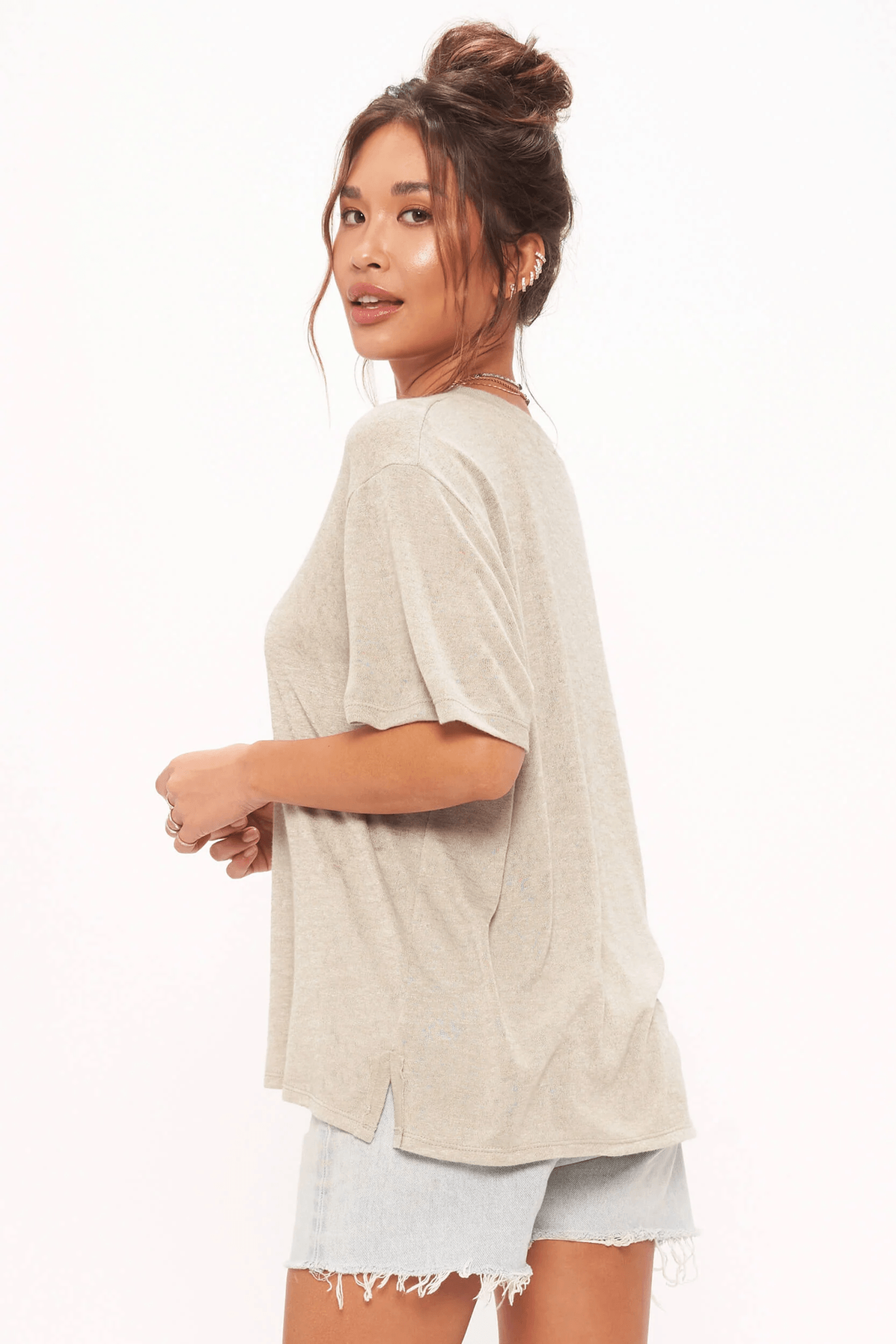 COCO TEXTURED EASY TEE - MOSSY HAZE - Blue Sky Clothing & Lingerie