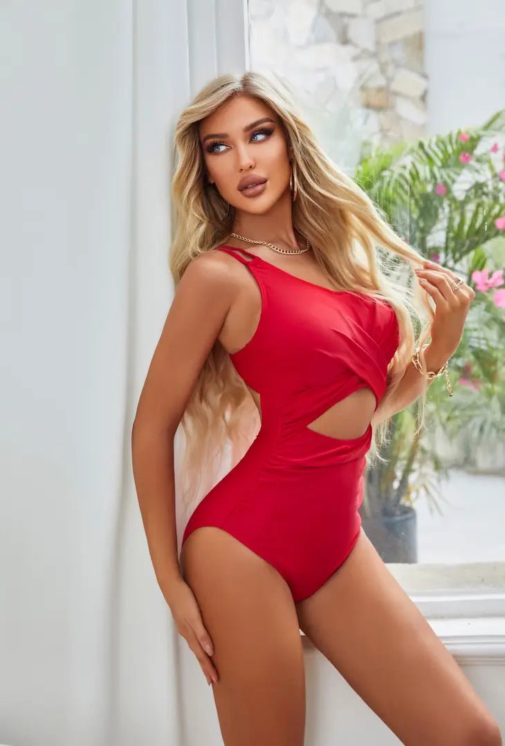 Cut Out Swimsuit - Red - Blue Sky Clothing & Lingerie