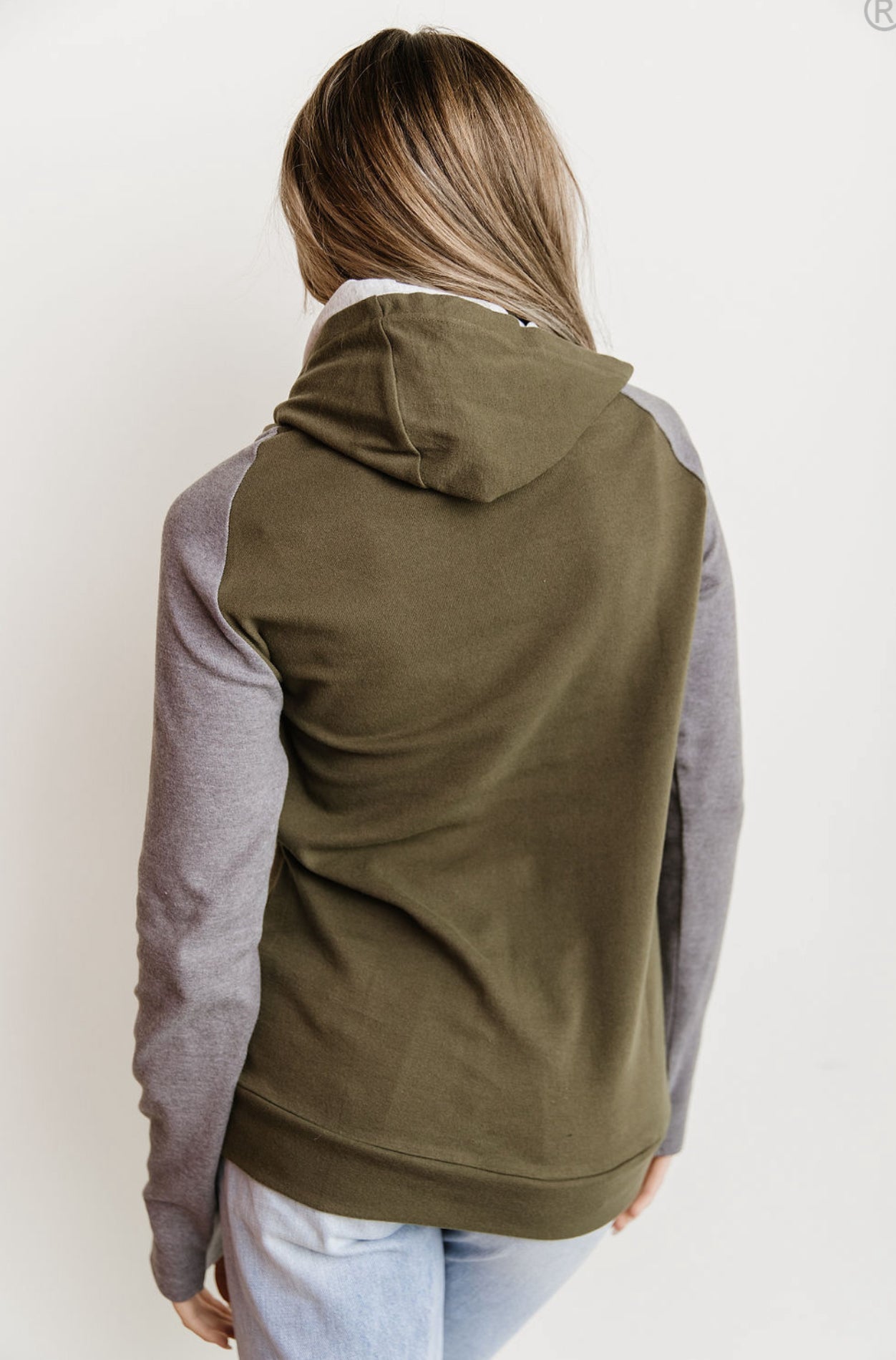 Double Hood Sweatshirt by Ampersand Avenue - green/grey - Blue Sky Fashions & Lingerie
