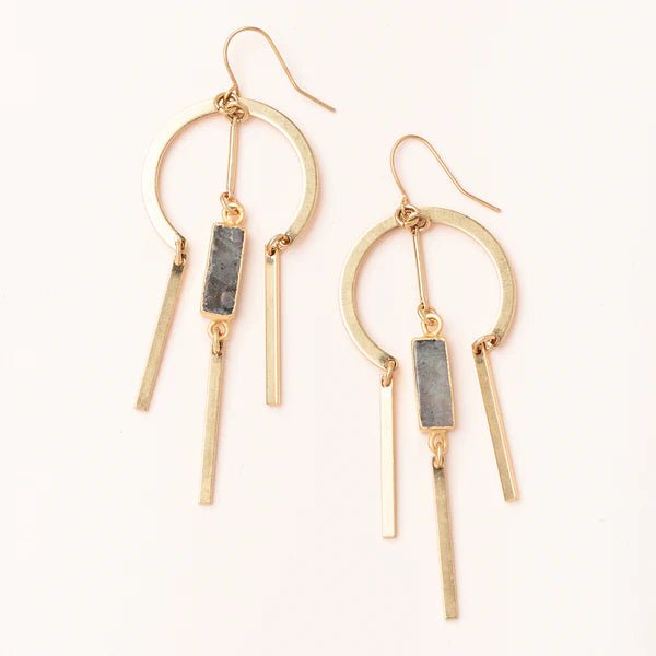Dream Stone Earring - Labradorite/Gold - Blue Sky Fashions & Lingerie