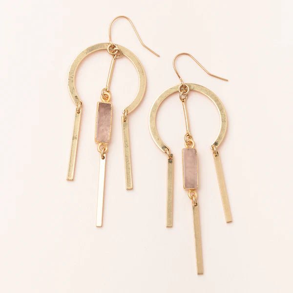Dream Stone Earring - Rose Quartz/Gold - Blue Sky Fashions & Lingerie