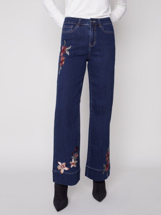 Embroidered jeans clearance flare