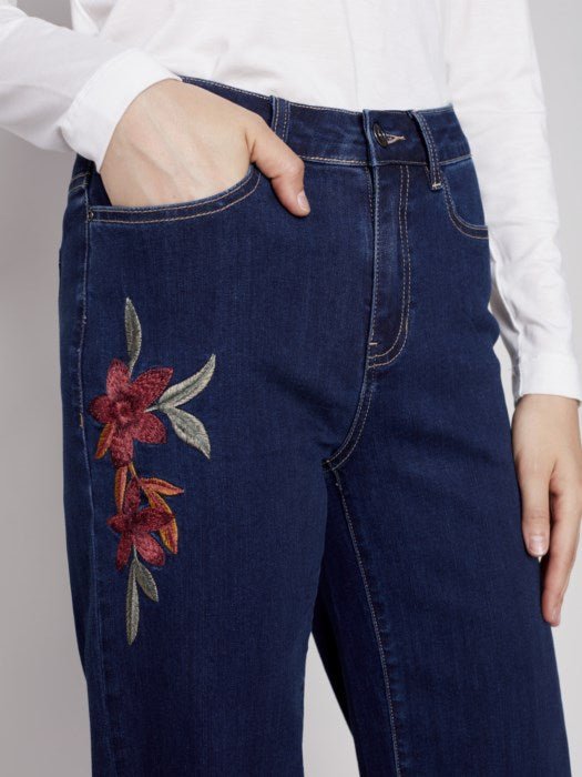 Embroidered Flare Jeans - indigo - Blue Sky Clothing & Lingerie