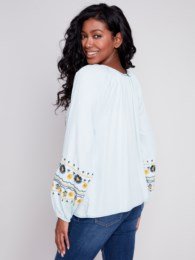 Embroidered Tencel Blouse - Blue Sky Fashions & Lingerie