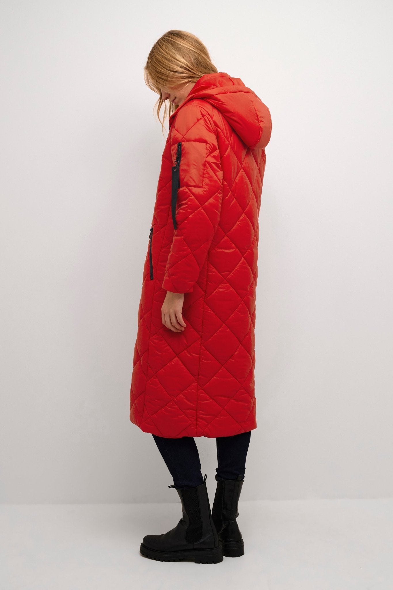 Gaiagro long quilted jacket - ribbon red - Blue Sky Clothing & Lingerie