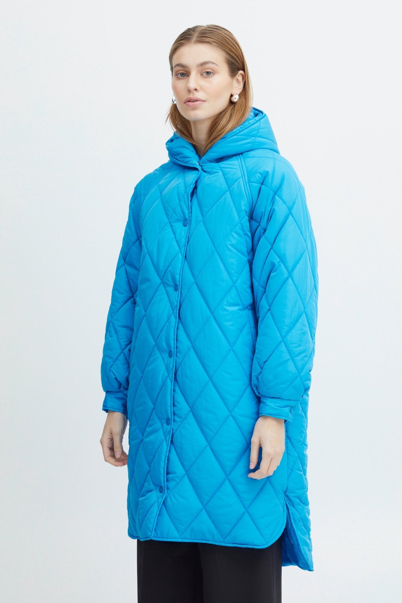 Hansa long quilted jacket -blithe - Blue Sky Clothing & Lingerie