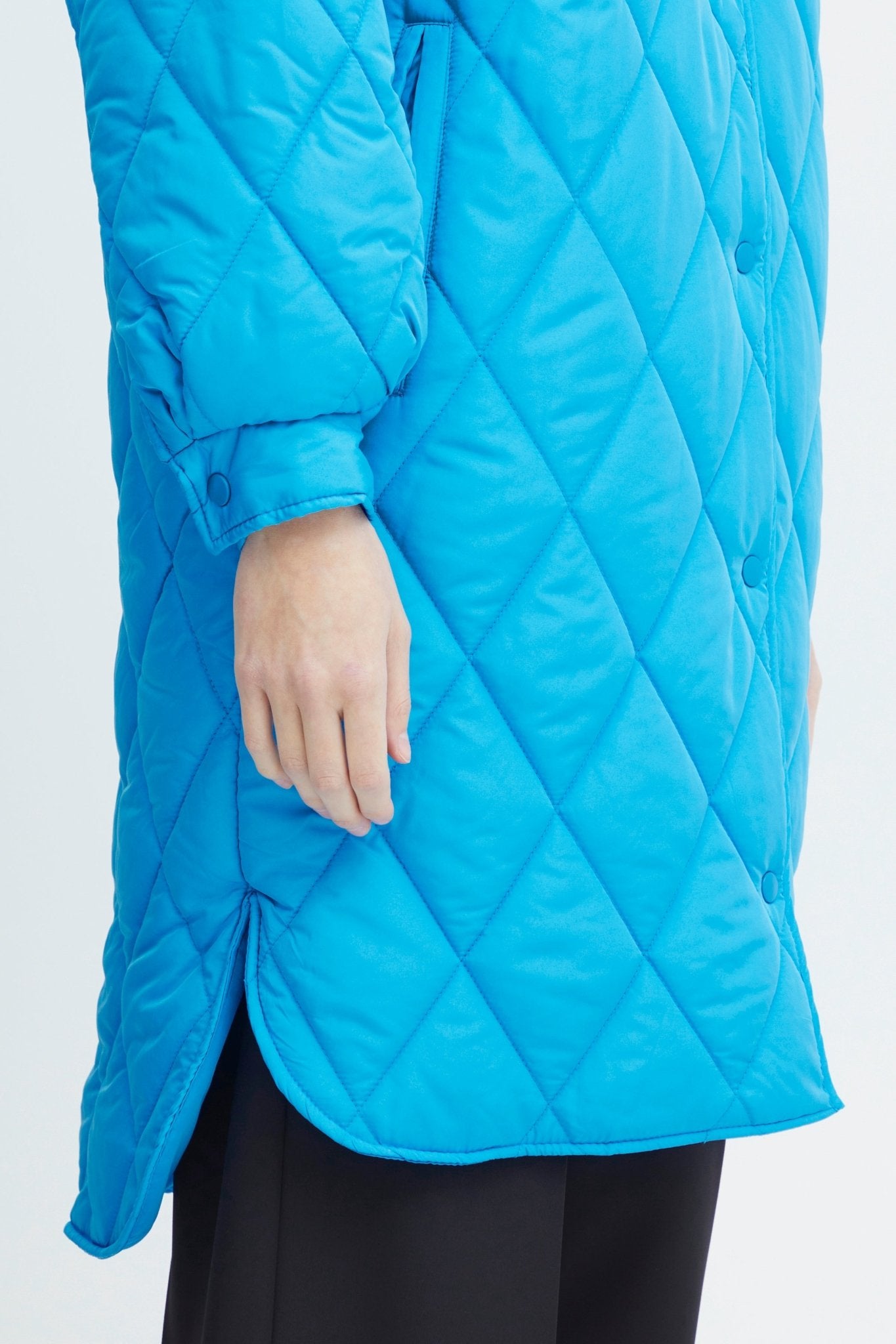 Hansa long quilted jacket -blithe - Blue Sky Clothing & Lingerie