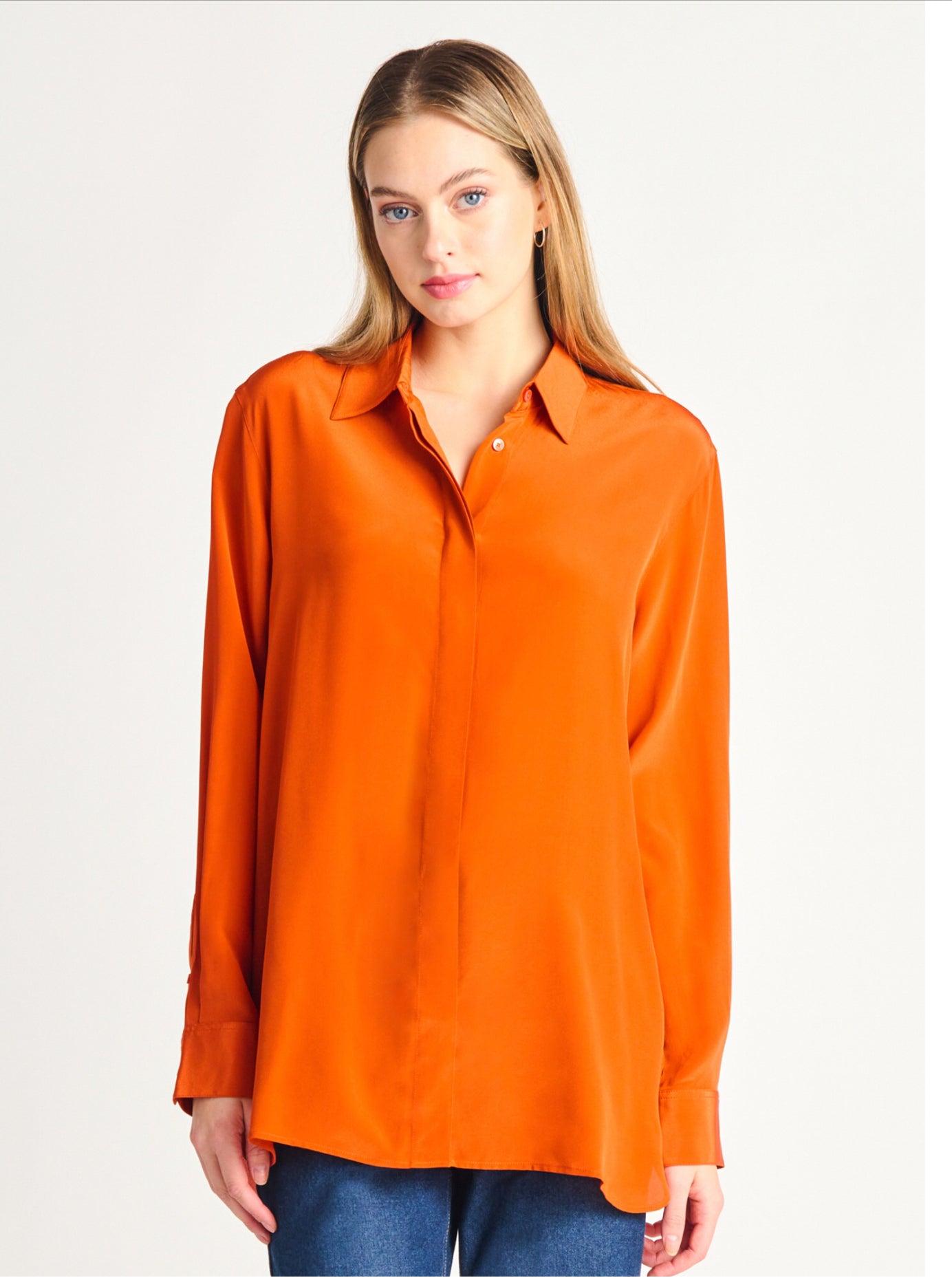 Hidden placket button front blouse - burnt orange - Blue Sky Clothing & Lingerie