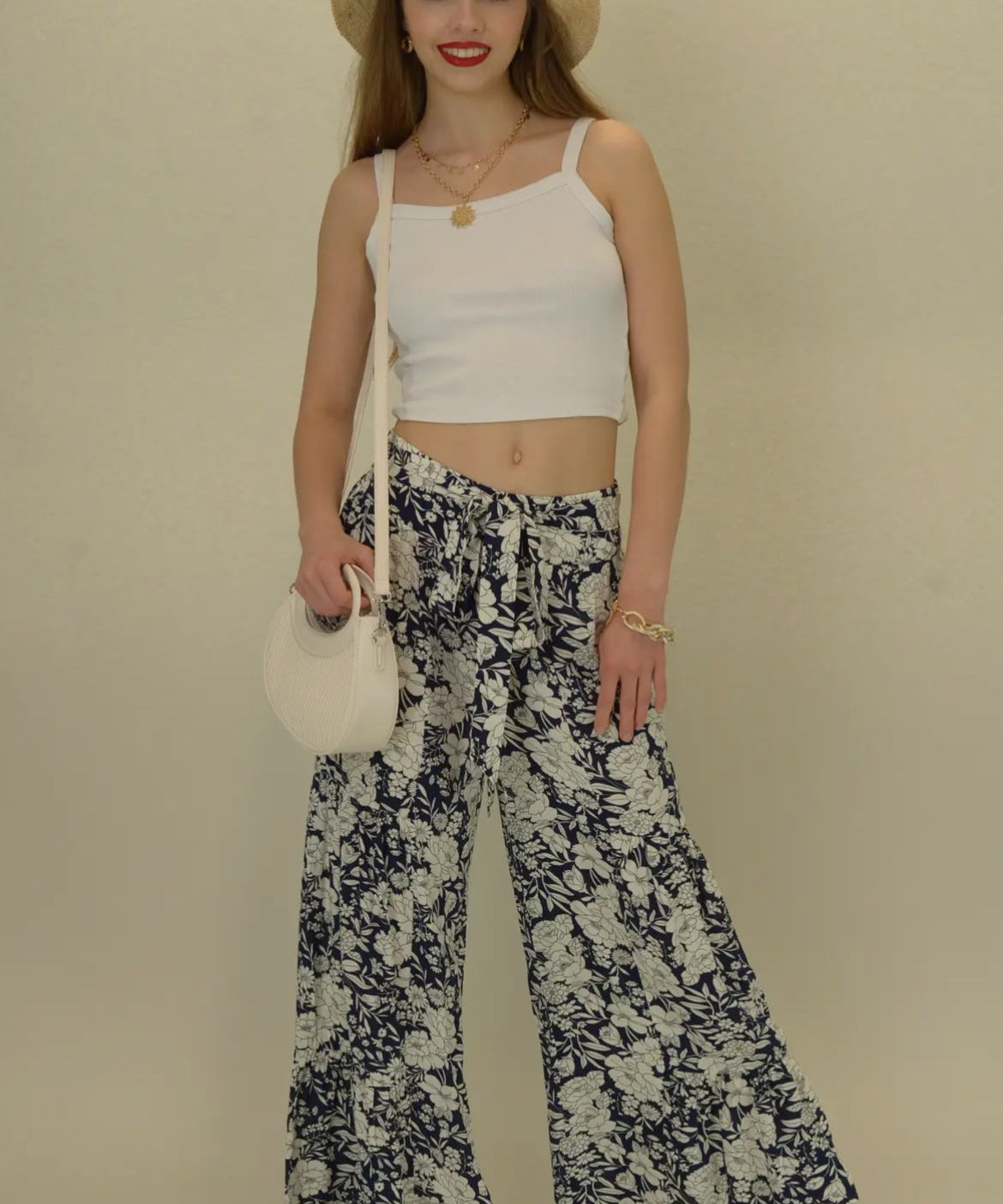 High waisted floral flared pants - Blue Sky Fashions & Lingerie