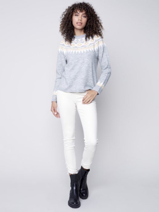 Jacquard Knit Ski Sweater - Blue Sky Clothing & Lingerie