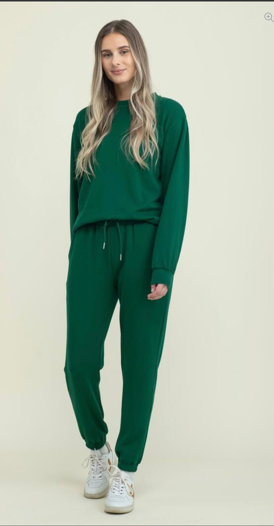 Jenna Luxe Fleece Crew neck - Evergreen - Blue Sky Clothing & Lingerie