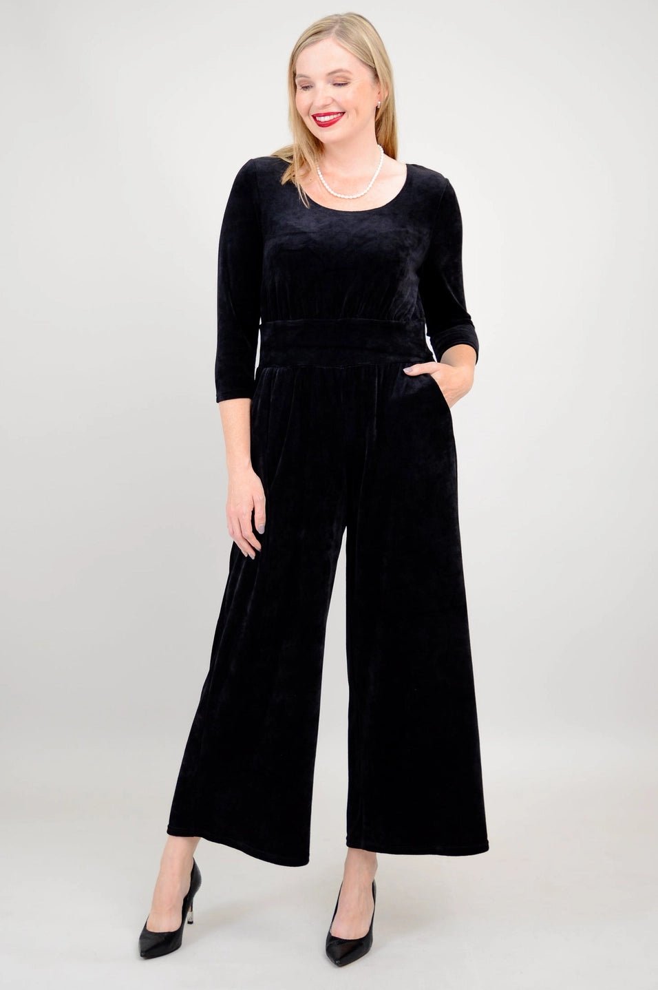 Jolin Velvet Jumpsuit - black - Blue Sky Fashions & Lingerie
