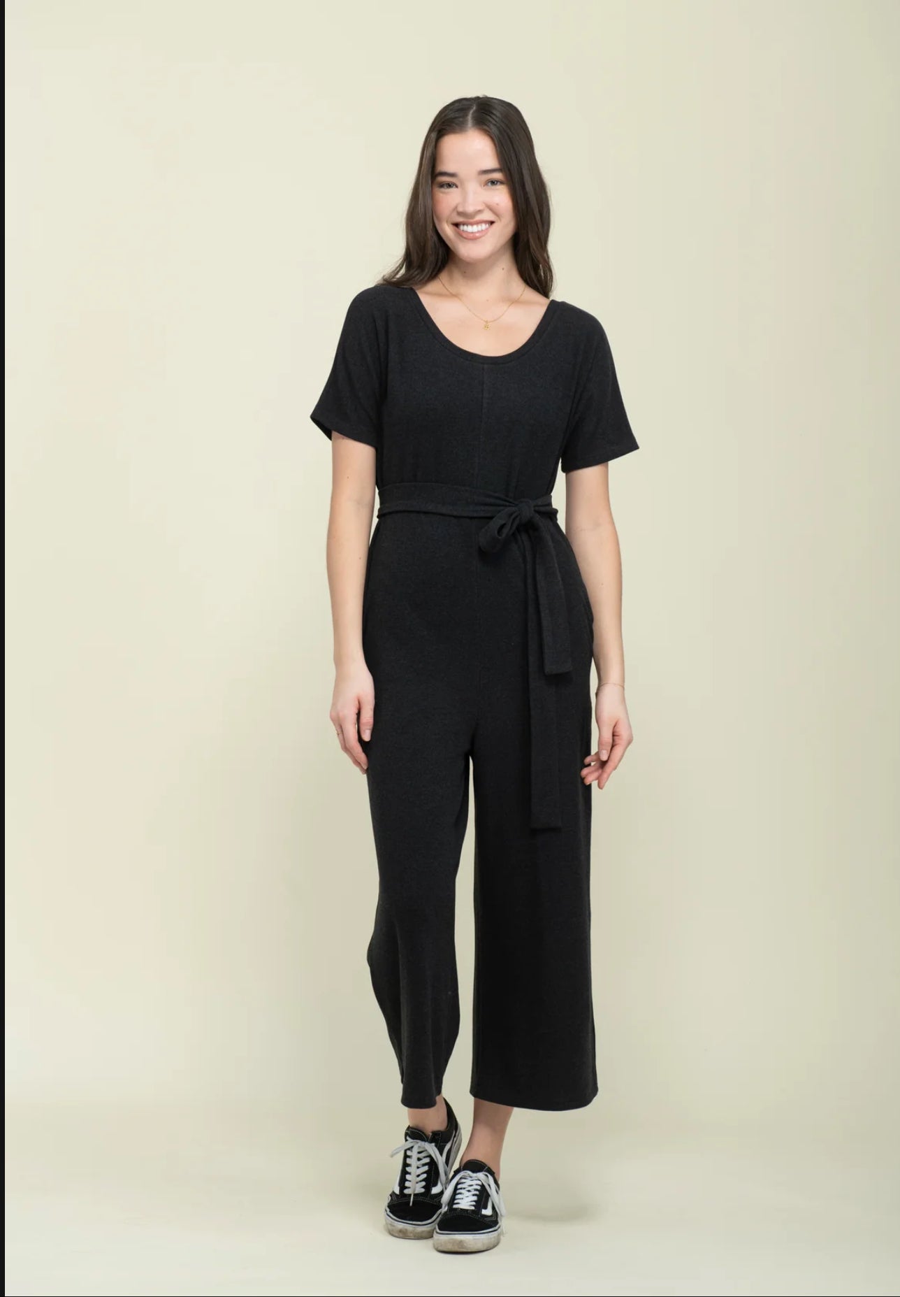 Jonie brushed jersey jumpsuit by Orb - black - Blue Sky Fashions & Lingerie
