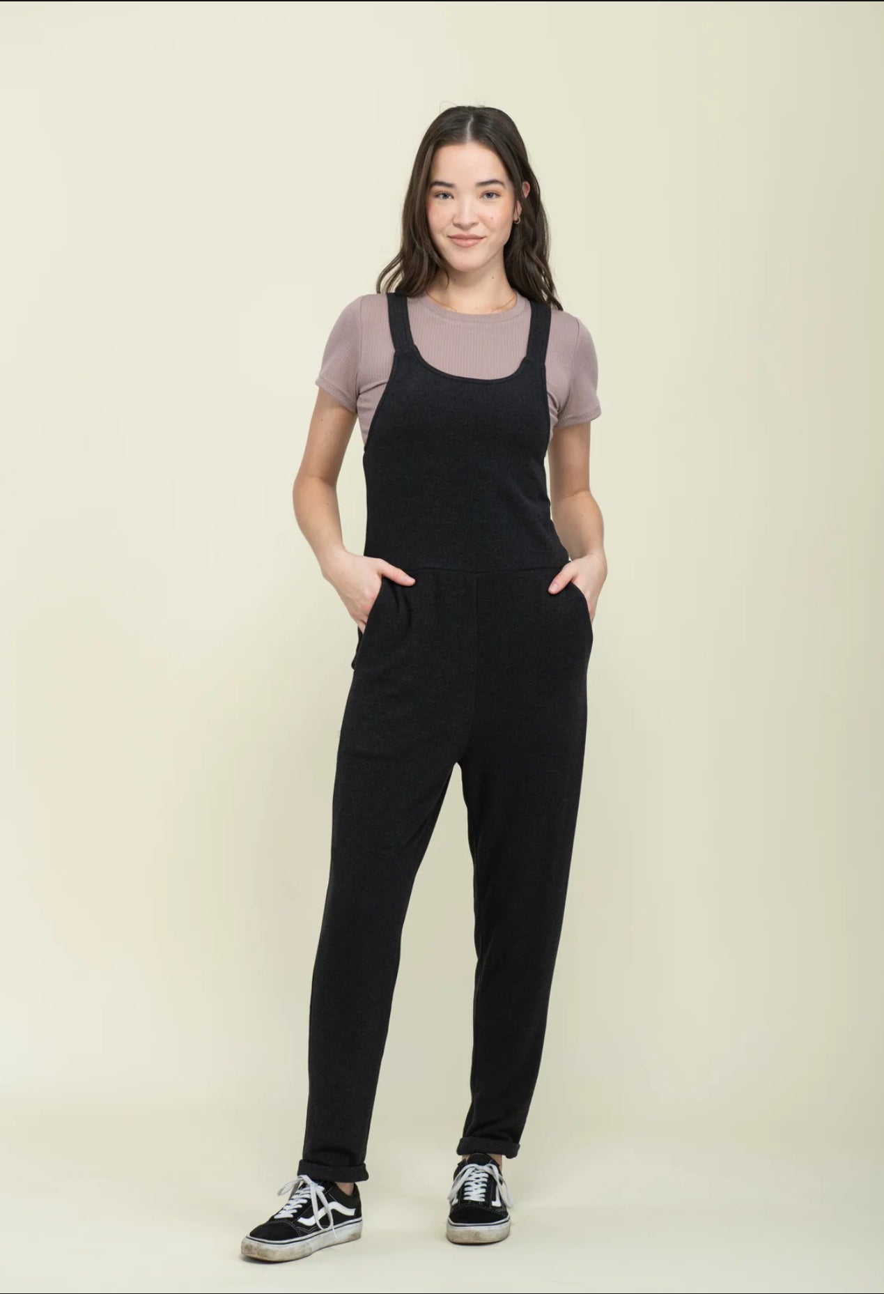 Kay brushed jersey overalls by Orb - Black - Blue Sky Fashions & Lingerie