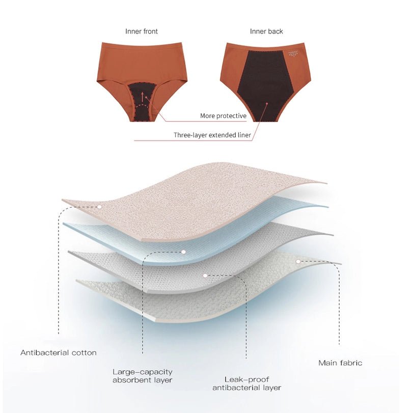 Leak-Proof Full Coverage Seamless Period Panties - Brown Rust - Blue Sky Fashions & Lingerie