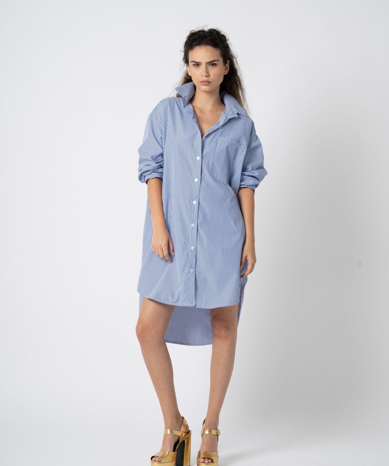 Long Striped Shirtdress by Astrid - Blue Sky Fashions & Lingerie