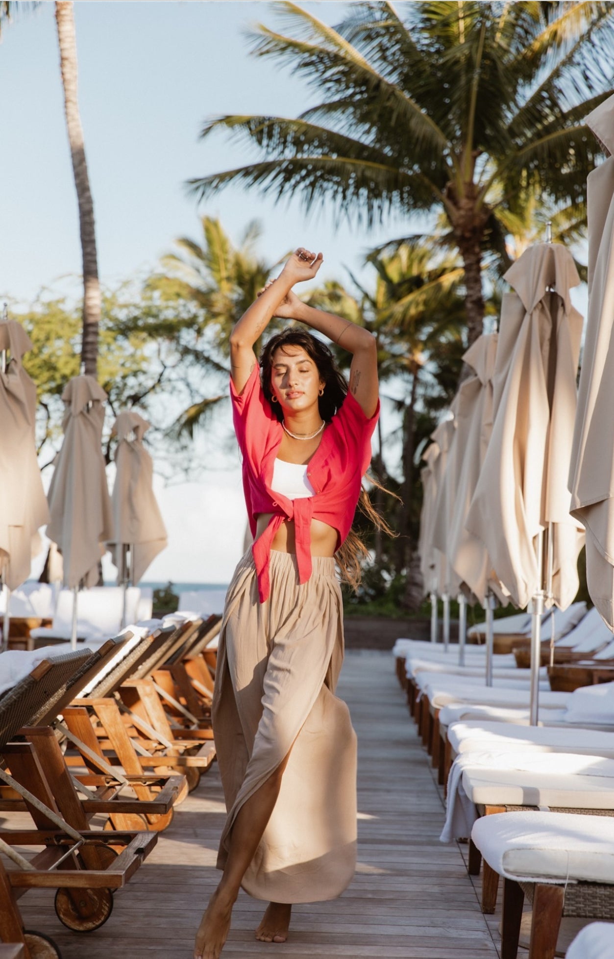 Miami Split leg pants - coconut - Blue Sky Fashions & Lingerie