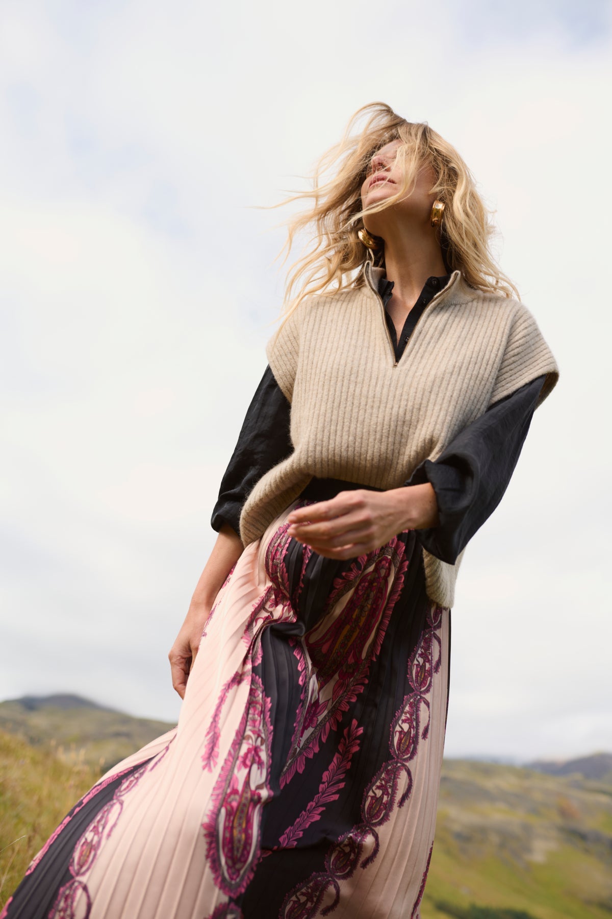 Milja knit waistcoat - oat melange - Blue Sky Fashions & Lingerie