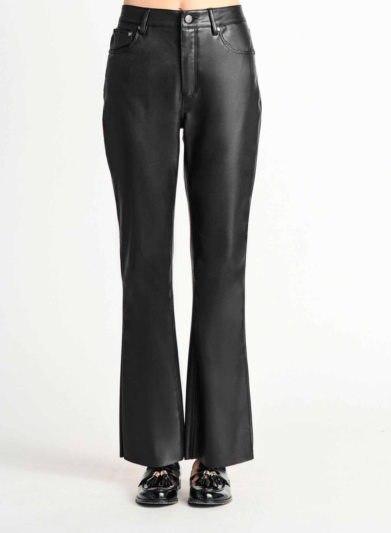 Mini Flare Faux Leather Pant - Black - Blue Sky Clothing & Lingerie
