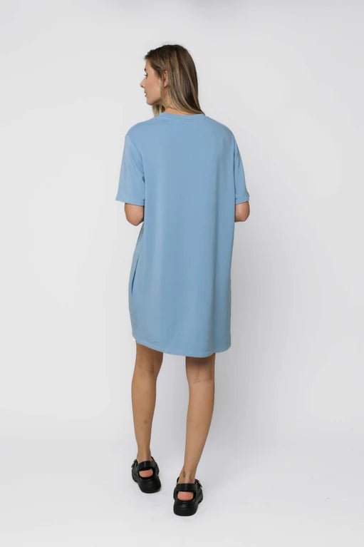NELL-LUXE FLEECE TEE DRESS - Sky Blue - Blue Sky Fashions & Lingerie
