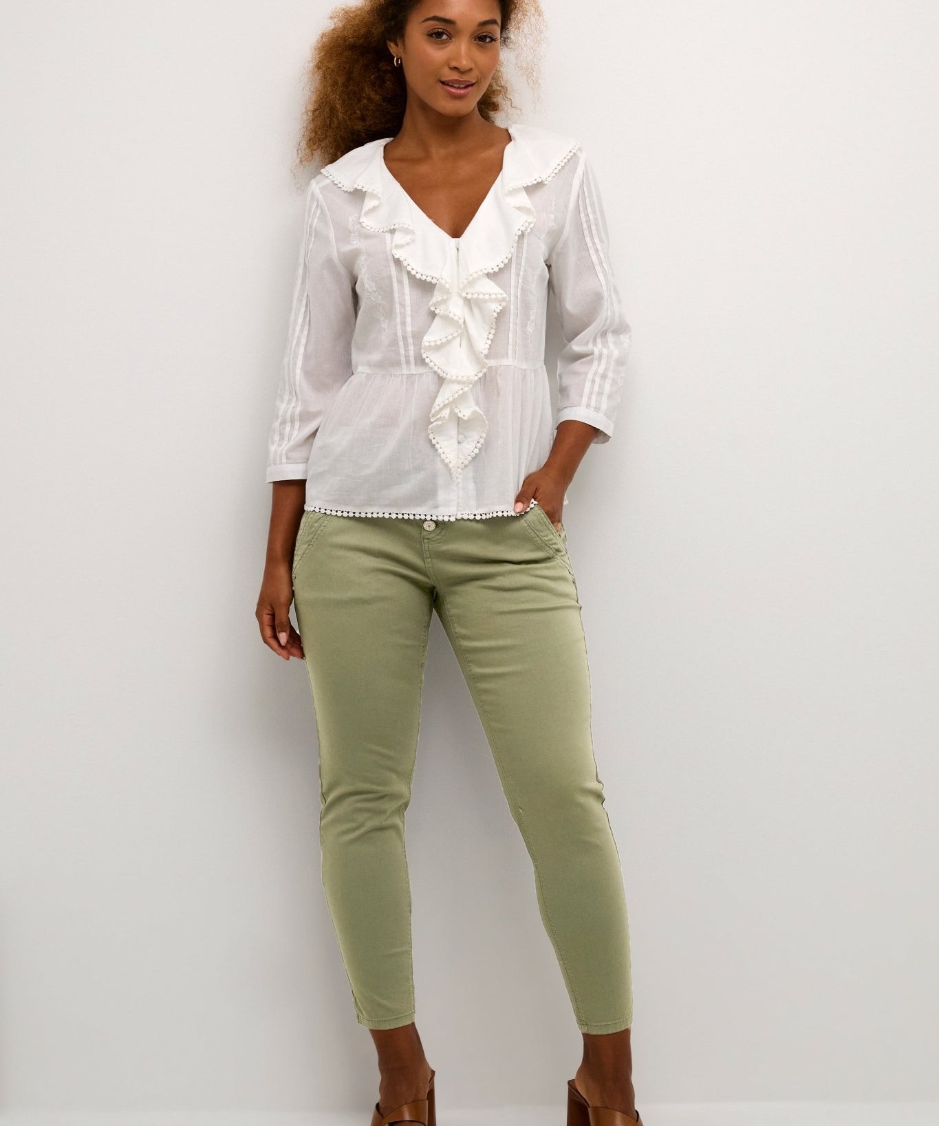 Paula Jeans by Cream - Lichen green - Blue Sky Fashions & Lingerie