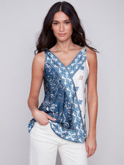 Printed Tie-Shoulder Satin Top - Paisley - Blue Sky Fashions & Lingerie