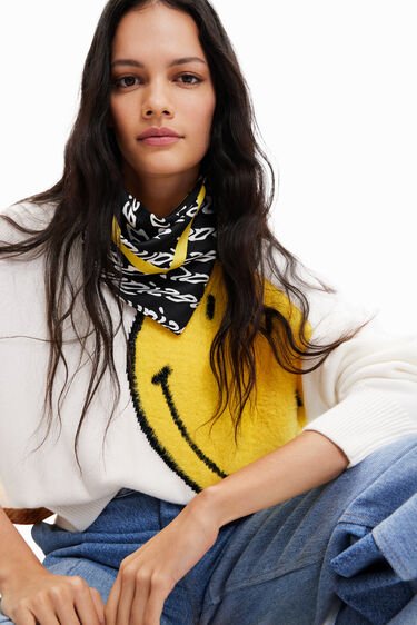Smiley Square Scarf - Black & Yellow - Blue Sky Clothing & Lingerie